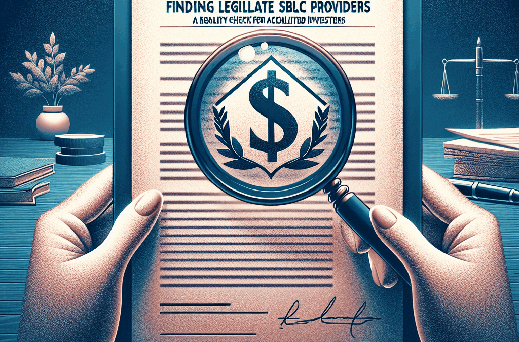 Finding Legitimate SBLC Providers: A Reality Check for Accredited Investors